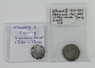An Edward I penny and an Edward III half groat