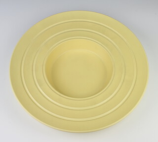 A Keith Murray Wedgwood yellow glazed shallow reeded bowl 36cm 