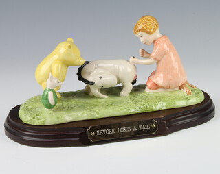 A Royal Doulton limited edition figure group, The Winnie The Pooh Collection - Eeyore Loses a Tail WP15 no.3480 of 5000, on a plinth and with certificate 21.5cm 
