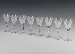 Eight Waterford Crystal Tyrone pattern sherry glasses 14cm 