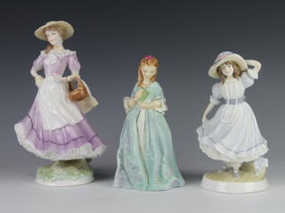 Three Royal Worcester figures - Autumn 784 of 7500 23cm, Sweet Anne 3630 18cm and Grandma's Bonnet no.2825 of 9500 19cm 