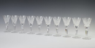 Ten Waterford Crystal Tyrone pattern sherry glasses 14cm 