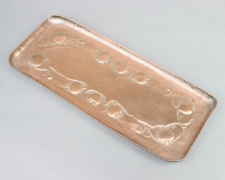 Newlyn, a rectangular embossed copper tray marked Newlyn 2cm h x 44cm w x 19cm d