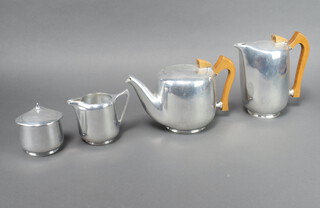 A 4 piece Picquot Ware tea service with teapot, hot water jug, cream jug and sugar bowl 