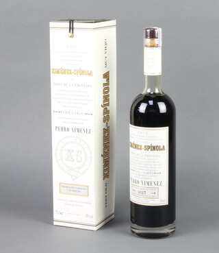 A 75cl bottle of Ximenez-Spinola Pedro Ximenez Muy Viejo sweet wine, contained in a cardboard box  