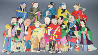 Fourteen various Chinese fabric puppet figures 39cm h together with 11 others (f)