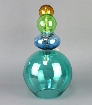 A Curiousa & Curiousa stylish 4 colour glass hanging light fitting 51cm h x 15cm diam.
