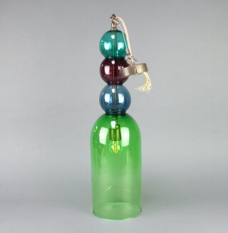 A Curiousa & Curiousa stylish 4 colour glass "Gobstopper" lamp 60cm h x 16cm diam.  