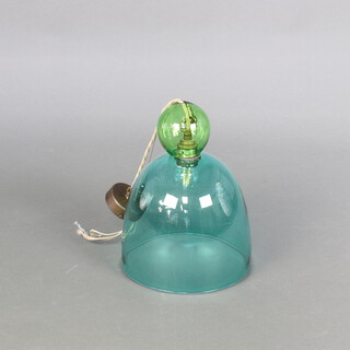 A Curiousa & Curiousa green glass dome shaped light shade 36cm h x 24cm diam. 