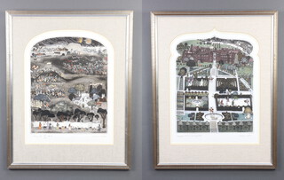 Graham Clarke, (born 1941), History of England limited edition prints "Hampton Tennis Court" no.6 of 200 and "Hastings" no.57 of 200, both signed in pencil, 49cm x 38cm  