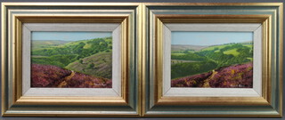 Donald Ayres (1936) oils on board a pair, Moorland scenes 10.5cm x 16cm 
