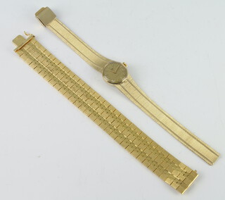 A lady's gilt cased wristwatch and a ditto bracelet
