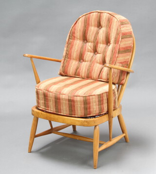 Mid Century, an "Ercol" elm and beech hoop back open armchair 80cm h x 63cm w x 46cm d (seat 39cm x 30cm) 