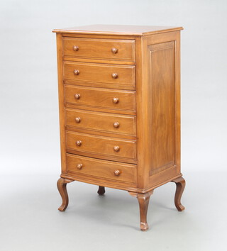 A Georgian style hardwood chest of 6 drawers with tore handles, raised on cabriole supports 118cm h x 67cm w x 48cm d 