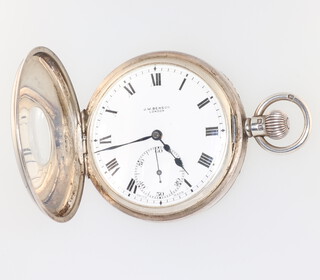 A Victorian silver half hunter pocket watch Birmingham 1854 contained in a 50mm case with fitted box 