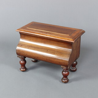 A Victorian bleached mahogany cut down commode with hinged lid, raised on turned supports  45cm h x 48cm w x 26cm d  