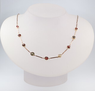 A 9ct yellow gold gem set necklace 5.6 grams, 44cm 