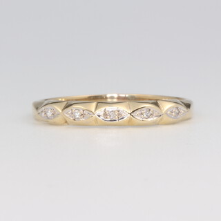 A 9ct yellow gold diamond ring size P, 1.2 grams 