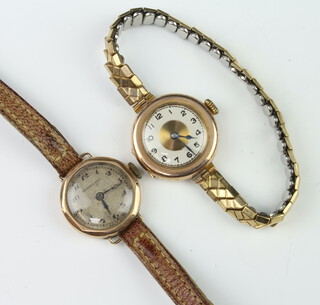 A lady's 9ct yellow gold Walker & Hall wristwatch and 1 other 
