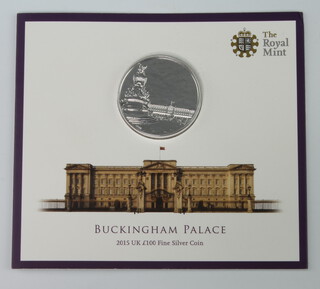 A Buckingham Palace 2015 UK one hundred pounds fine silver coin 