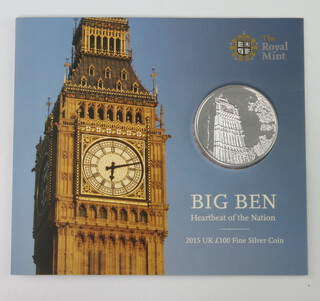 A Big Ben heartbeat of the nation 2015 UK one hundred pounds fine silver coin 