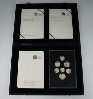 A 2008 United Kingdom coinage Royal Shield of Arms silver proof collection, cased 