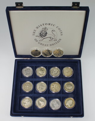 Fifteen silver gilt commemorative Historic Coins of Great Britain, each approx. 28 grams 