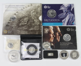 A silver Krugerrand 2017 and minor commemorative silver coins 