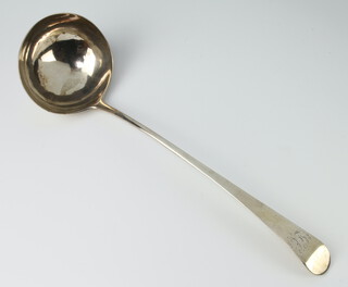 A George IV silver Old English pattern ladle London 1824, 158 grams, bears monogram  