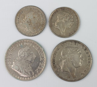 A George III laureate head bank token 1814, ditto 1811 armoured bust, 1811 armoured bust 18 pence and a laureate head 1816  