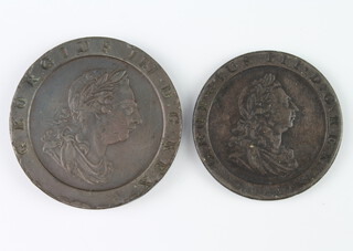 A George III cartwheel two pence 1797, a ditto penny 1797 