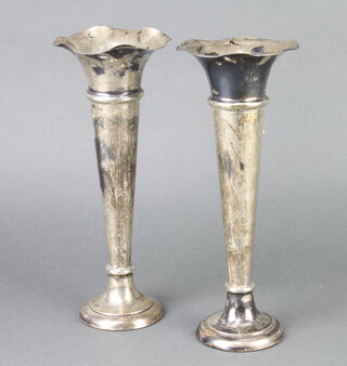 A pair of Edwardian silver tapered posy vases Chester 1905, 25cm 