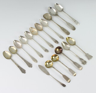 A Victorian silver tea spoon London 1857 and minor spoons 192 grams 