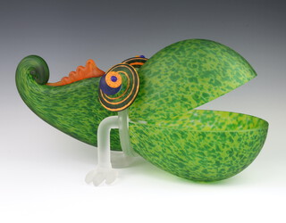 A Glasstudio Stanislaw Borowski "Chameleon - Large" stylised glass figure 31cm 