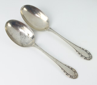 A pair of Danish silver serving spoons 234 grams 
