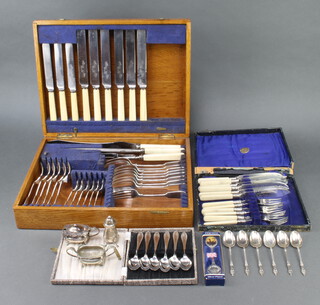 A cased set of fish eaters for 6 and minor plated wares 