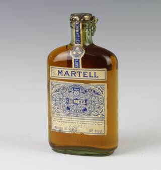 A 1950's quarter bottle of J & F Martell, Three Star Very Old Pale Cognac 70 proof, with spring cap to the top