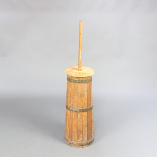 A coopered butter churn 69cm h x 24cm 