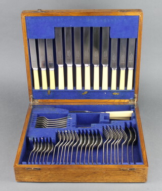 A canteen of silver plated cutlery for 6, contained in a mahogany canteen 