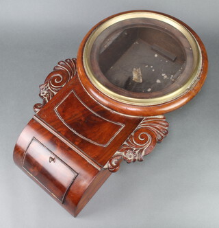 A Victorian mahogany drop dial wall clock case with brass bezel 63cm h x 65cm x 36cm 