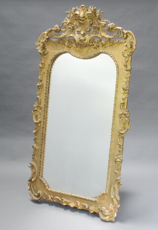 A 19th Century shaped plate wall mirror contained in a decorative gilt frame 170cm h x 92cm w  
