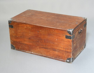 A 19th Century camphor and metal bound trunk with hinged lid and iron drop handles 43cm h x 89cm w x 48cm d 