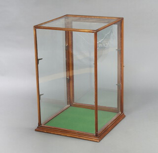 A 19th Century mahogany shop display cabinet enclosed by a glazed panelled door 76cm h x 51cm w x 50cm d (no shelves) 