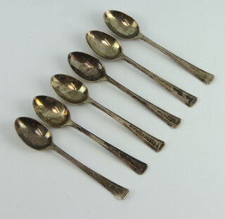 Six Art Deco silver coffee spoons Sheffield 1935, 36 grams 