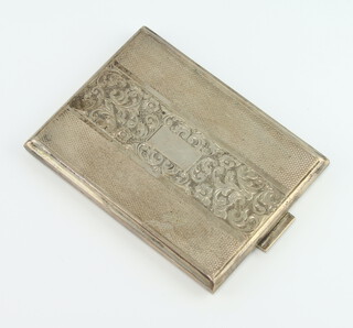 An 800 standard engine turned silver cigarette case with scrolling flowers 135 grams 