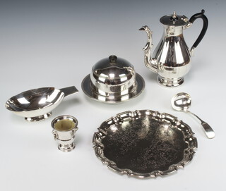 A silver plated baluster coffee pot and minor plated wares 
