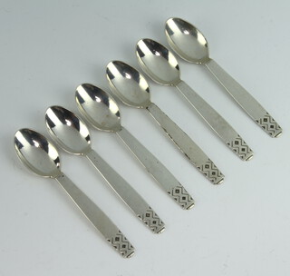 Six stylish Danish silver teaspoons 88 grams 