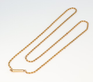 A 9ct yellow gold rope twist necklace 5.5 grams, 44cm 