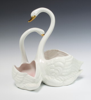 An Italian vintage jardiniere in the form of 2 swans 40cm 