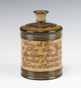 A Royal Doulton tobacco jar with verse 16cm 